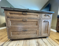 Amish Cabinetry, Cherry wood with a Pinecone stain. Viatera Nocturne quartz countertop.