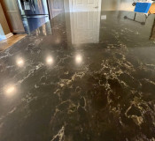  Amish Cabinetry, Cherry wood with a Pinecone stain. Viatera Nocturne quartz countertop.