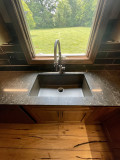 Amish Cabinetry, Cherry wood with a Pinecone stain. Viatera Nocturne quartz countertop. 