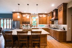 Custom Amish Kitchen Cabinetry, Rustic Cherry Stained Honey Manor with Van Dyke Glaze Finish, Granite Countertops, Fantasy Brown Unique