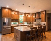 Custom Amish Kitchen Cabinetry, Rustic Cherry Stained Honey Manor with Van Dyke Glaze Finish, Granite Countertops, Fantasy Brown Unique
