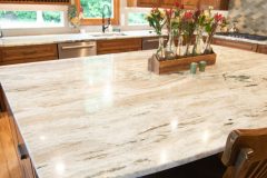 Custom Amish Kitchen Cabinetry, Rustic Cherry Stained Honey Manor with Van Dyke Glaze Finish, Granite Countertops, Fantasy Brown Unique