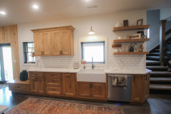 Custom Amish Kitchen, Rustic Maple with Husk Stain on Perimeter, Calacatta Kingston Quartz Countertops