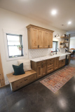 Custom Amish Kitchen, Rustic Maple with Husk Stain on Perimeter, Calacatta Kingston Quartz Countertops