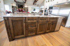 Custom Amish Kitchen, Maple Painted White on Perimeter, Special Walnut Stain on Islands, Bianco Antico Granite Countertops