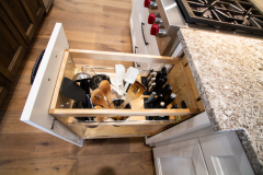 Custom Amish Kitchen, Maple Painted White on Perimeter,  Bianco Antico Granite Countertops, Storage Solutions
